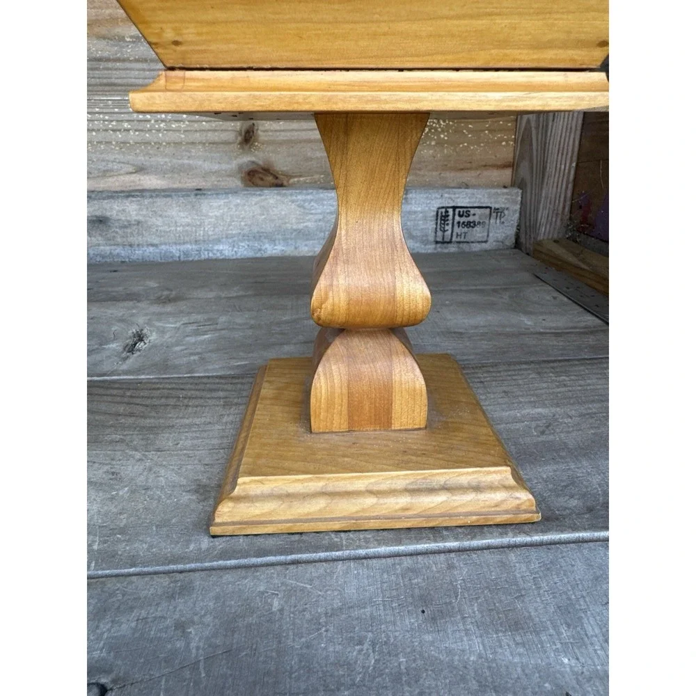 Vintage Wooden Pedestal Bowl Centerpiece MCM Square‎ Fruit Bowl /Candy Dish